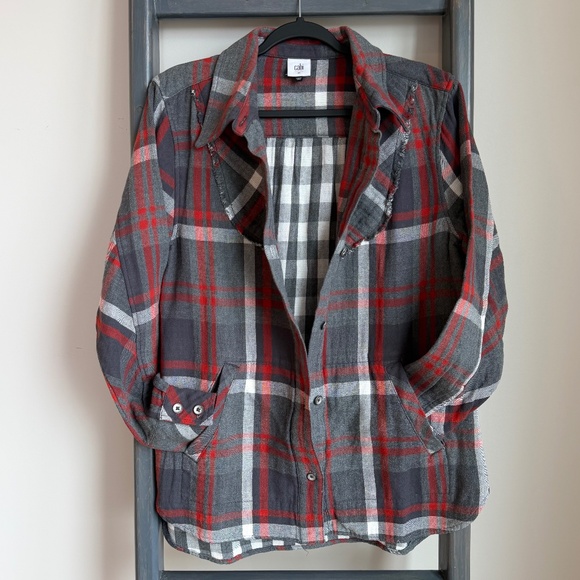 Cabi Tavern Shirt – Red & Grey Plaid Button-Up with Pockets – Size M - Picture 4 of 4